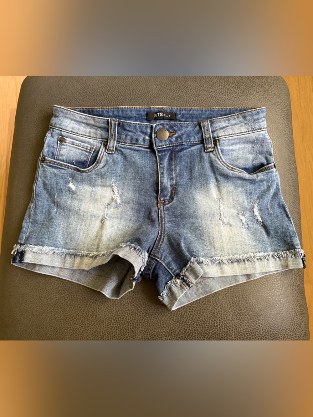 STS Blue Light Wash Distressed Denim Shorts - size 24